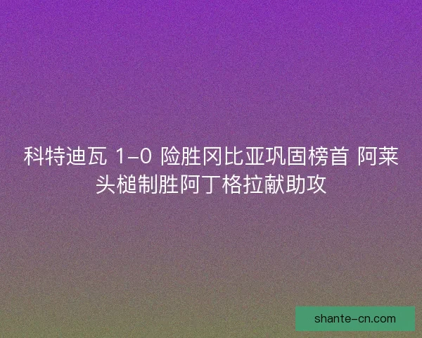科特迪瓦 1-0 险胜冈比亚巩固榜首 阿莱头槌制胜阿丁格拉献助攻
