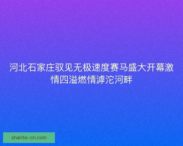 河北石家庄驭见无极速度赛马盛大开幕激情四溢燃情滹沱河畔